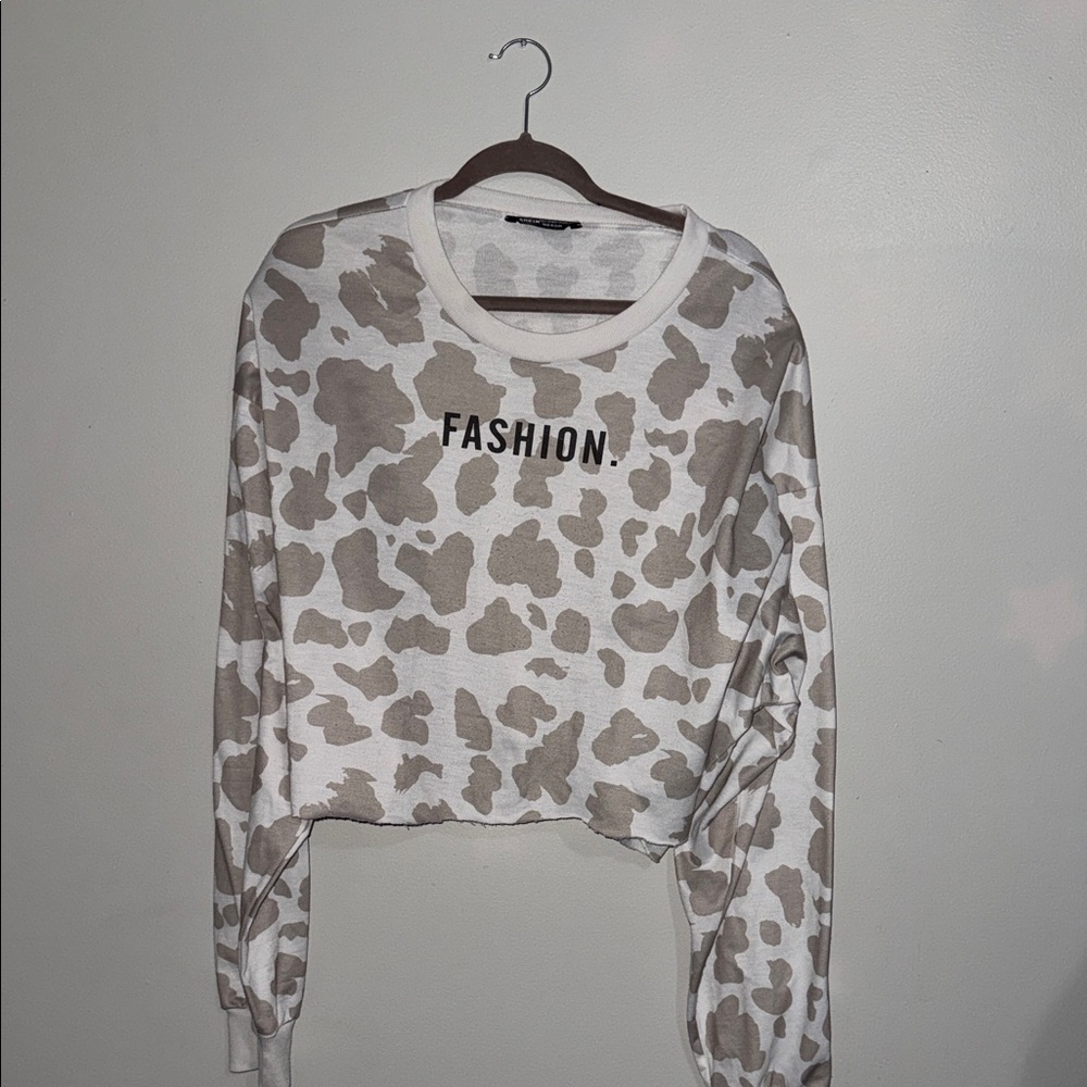 Women's Shein White and Tan Sweatshirt